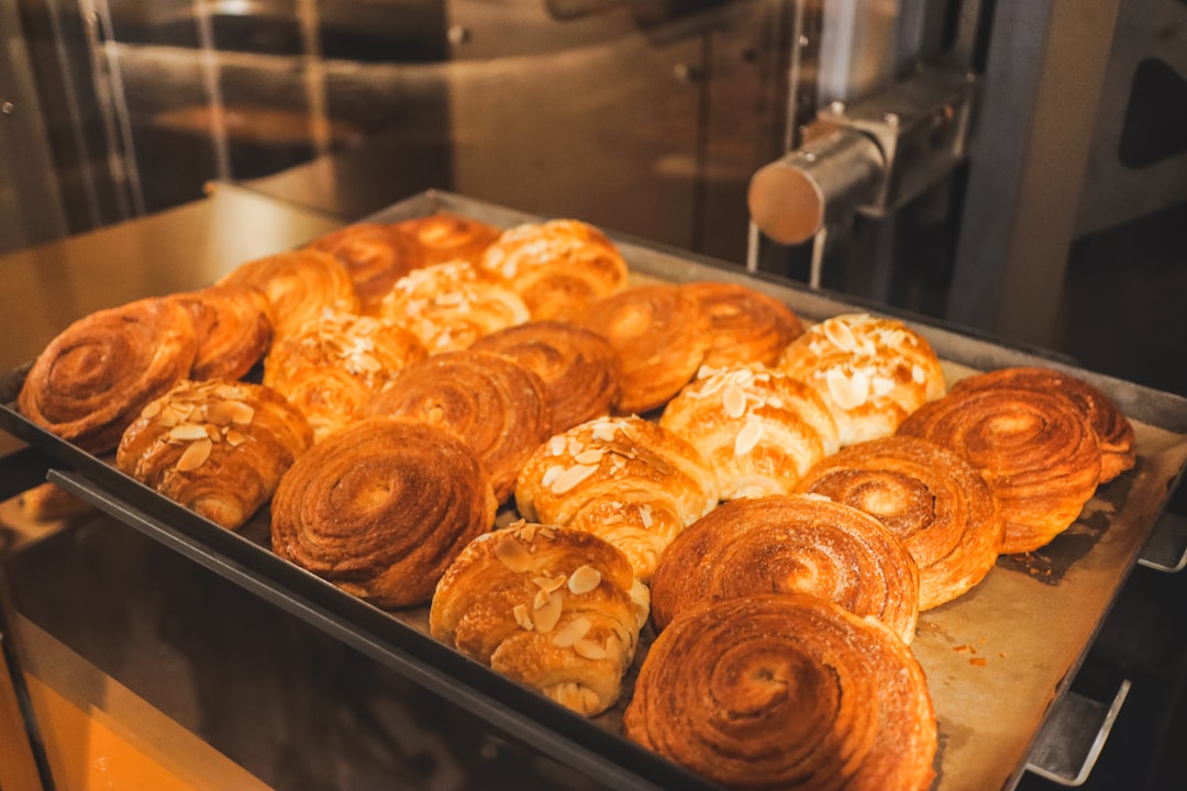 Fresh buttery croissants with flaky layers